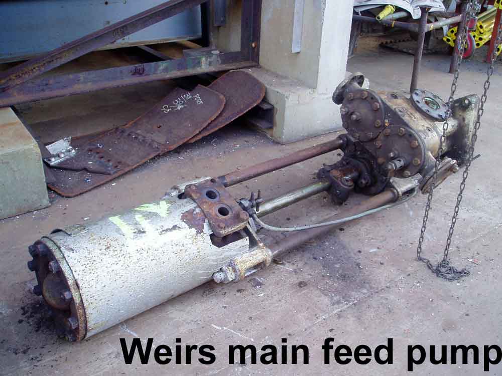 Weir main feed pump just after removal, prior to dismantling and rebore