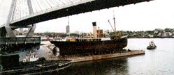 John Oxley on the Sydney Heritage Dock, being towed back to Rozelle Workshop