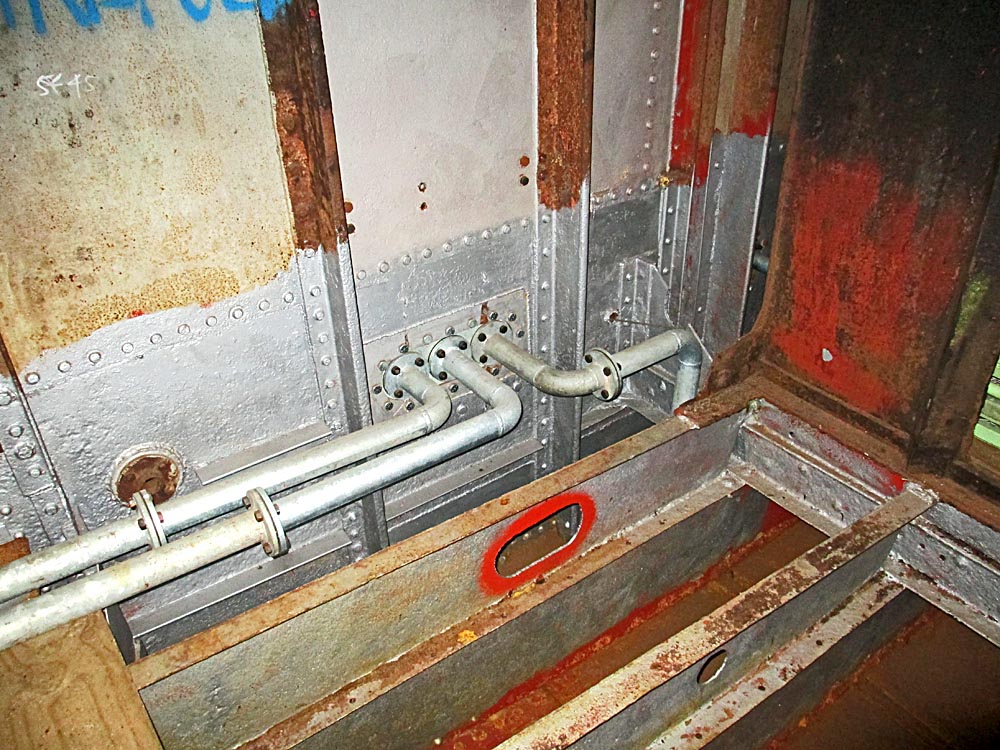 New bilge suction piping in bunker space